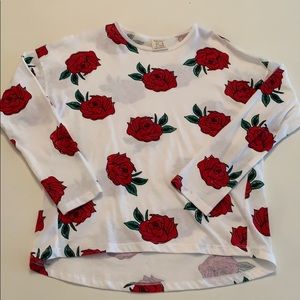 Printed roses long sleeve t-shirt